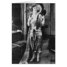 Beautiful Woman Flapper Dress 1920s Greeting Card