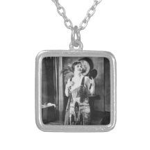 Beautiful Woman Flapper Dress 1920s Necklace