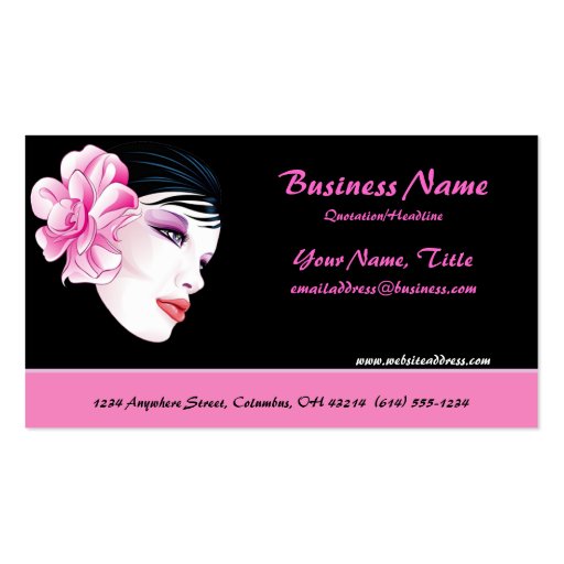 Beautiful Woman with Striking Flower Business Card (front side)