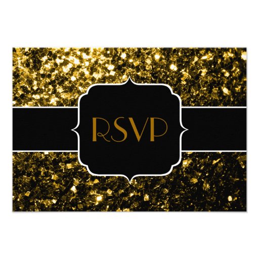 Beautiful Yellow Gold sparkles Sweet 16 Invites