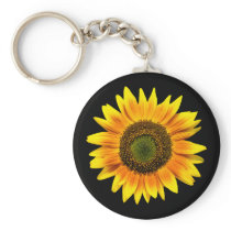 Beautiful yellow sunflower on black keychain