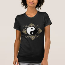 Beautiful Yin Yang Design in Black and Gold Tshirt