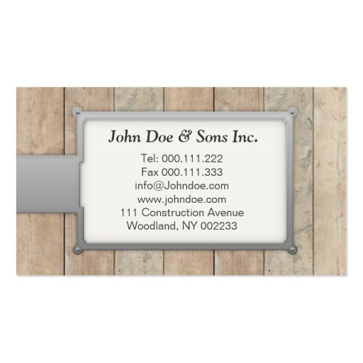 Beautifull Constructions/Carpentry Business Card (back side)