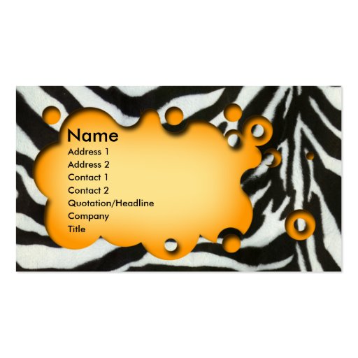Beautifull customizable business card zebra (front side)