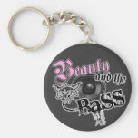 Beauty and the Bass girls EDM bass music logo keychains