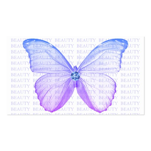 Beauty Business Card Blue Purple Butterfly (front side)