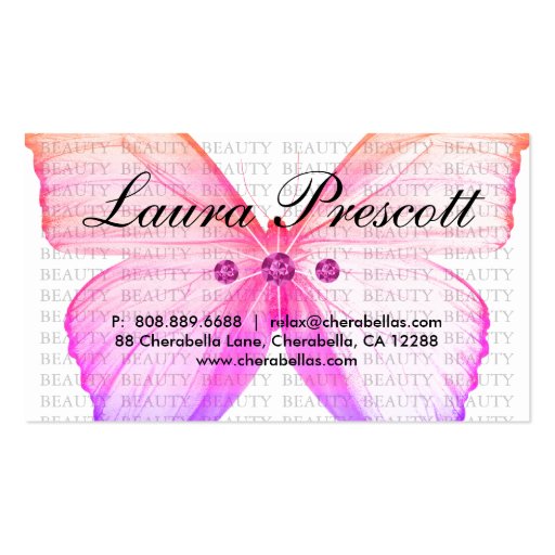 Beauty Business Card Colorful Butterfly (back side)