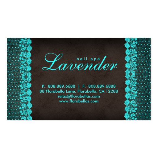 Beauty Business Card Lace Nail Salon Blue (back side)