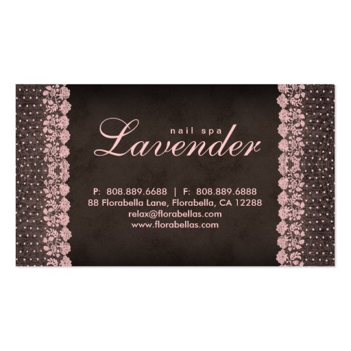 Beauty Business Card Lace Nail Salon Pink (back side)