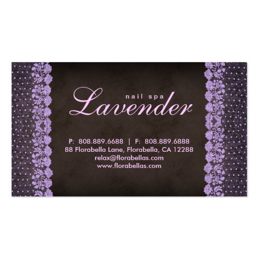 Beauty Business Card Lace Nail Salon Purple (back side)