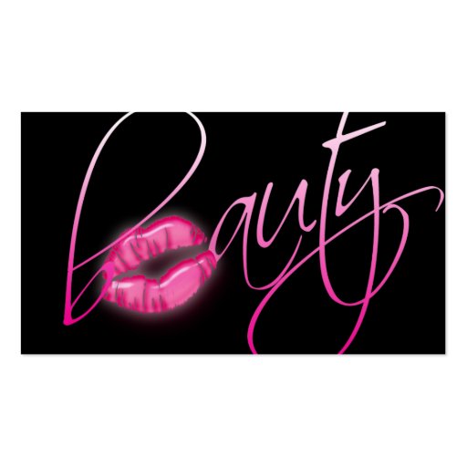 Beauty Business Card Pink Glossy Lips Black (front side)