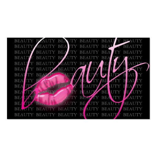 Beauty Business Card Pink Glossy Lips Black Gray (front side)