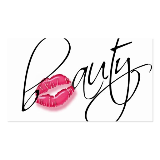 Beauty Business Card Pink Glossy Lips Black Text (front side)