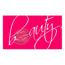Beauty Business Card Pink Glossy Lips Pink White