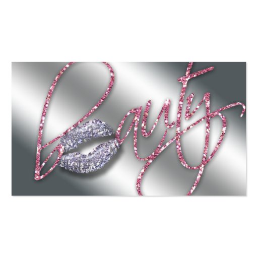 Beauty Business Card Pink Sparkle Lips Black Text