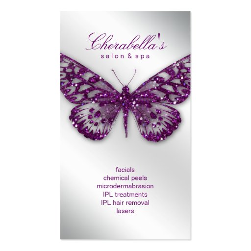 Beauty Business Card Salon Butterfly Purple Light (front side)