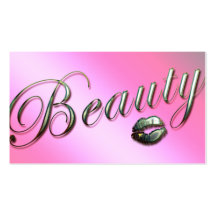 Beauty Business Card Salon Spa Silver Lips Pink
