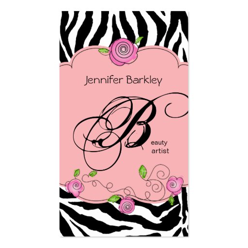 Beauty Business Card Zebra Rose Salon Baby Pink