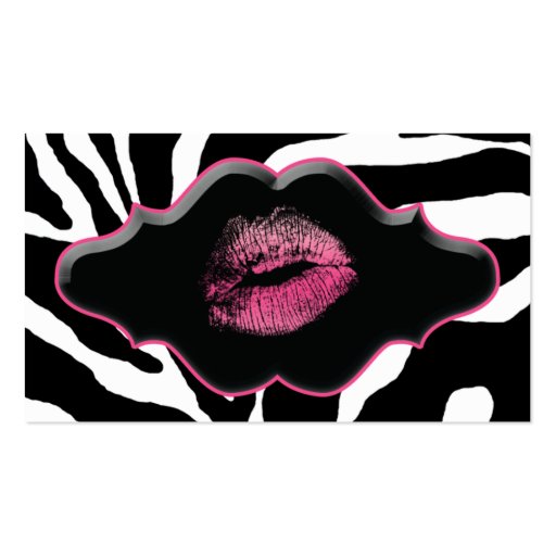 Beauty Business Cards Animal Zebra Pink Lips