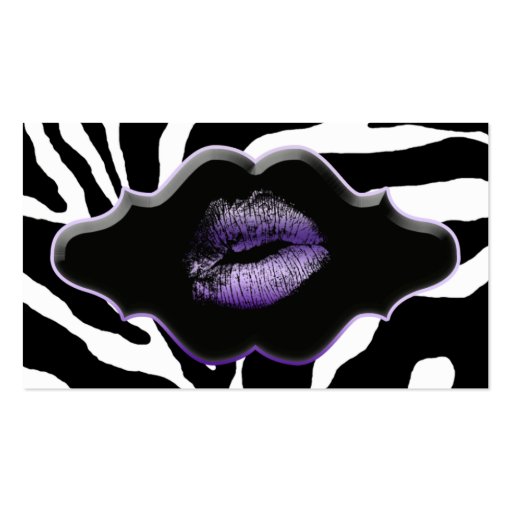 Beauty Business Cards Animal Zebra Purple Lips