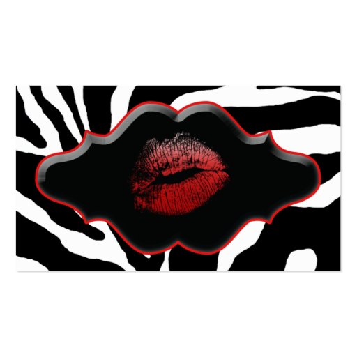 Beauty Business Cards Animal Zebra Red Lips (front side)