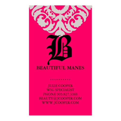 Beauty Business Cards Damask Monogram (back side)