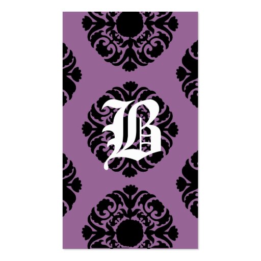 Beauty Business Cards Damask Monogram Purple bl