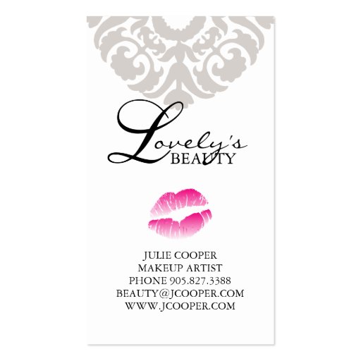 Beauty Business Cards Lips Makeup Pink (back side)