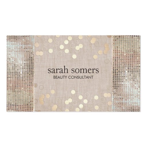 Beauty Consultant Gold Confetti Sequins and Linen