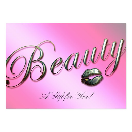 Beauty Gift Card Salon Lips Silver Pink Business Card Templates (front side)