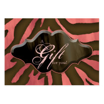 Beauty Gift Cards Certificates Animal Zebra Coral Business Cards