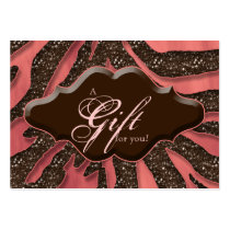 Beauty Gift Cards Certificates Glitter Zebra Coral business cards
