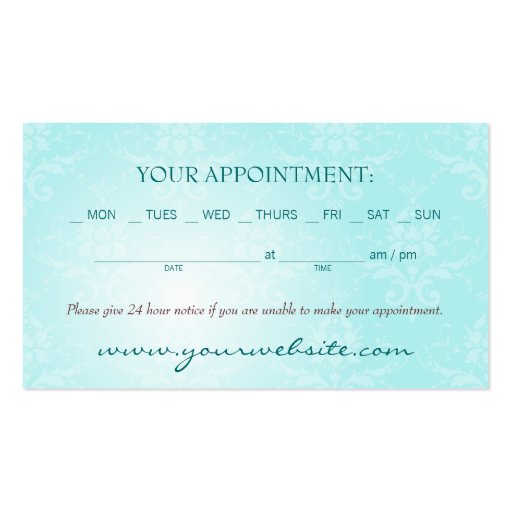 Beauty Goddess Appointment Business Card (back side)