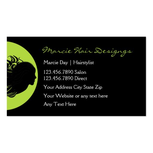 Beauty Hair Stylist Business Cards (front side)