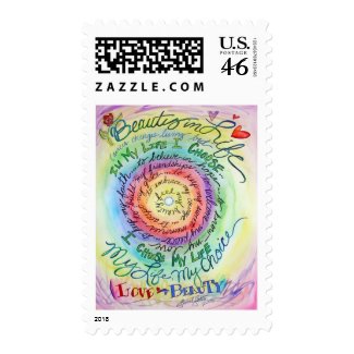 Beauty in Life Rounded Rainbow Postage Stamp