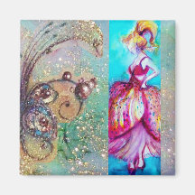 BEAUTY IN PINK DRESS / Magic Butterfly Plant Refrigerator Magnet