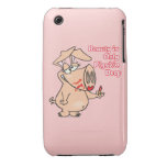 beauty is only pig skin deep pun funny cartoon iphone 3 cases
