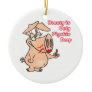 beauty is only pig skin deep pun funny cartoon christmas ornament