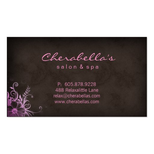 Beauty Salon Floral business card Pink Brown (back side)