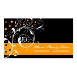 Beauty Salon floral scroll leaf black orange Business Card Templates