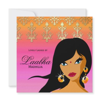 Beauty Salon Gift Card Invite Pink Org Gold Bindi by spacards