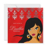 Beauty Salon Gift Card Invite Silver Red Bindi