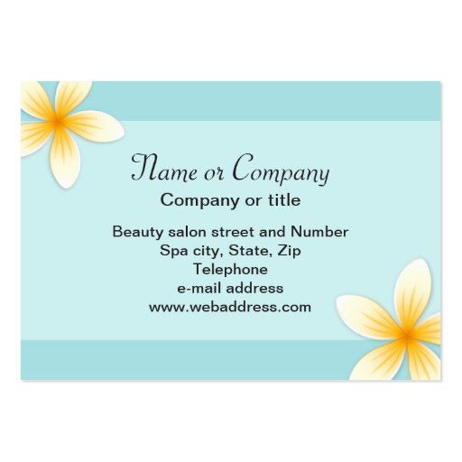 Beauty salon or spa business card - aqua blue (back side)