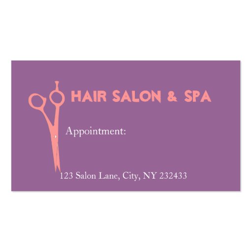 Beauty Salon Spa Business Card (back side)