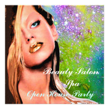 House Beauty Salon on Beauty Salon Spa Open House Party Monogram Invite