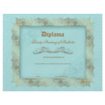 Beauty School Diploma Blue Gold Lace Frame flyers