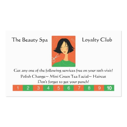 Beauty Shop Loyalty Card Business Card Templates (front side)