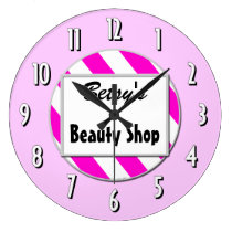 Beauty Shop Pink White Custom Retro Clock wall clocks