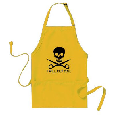 Beauty Shop Pirate 1 Aprons by CHUCKLEMEDIA