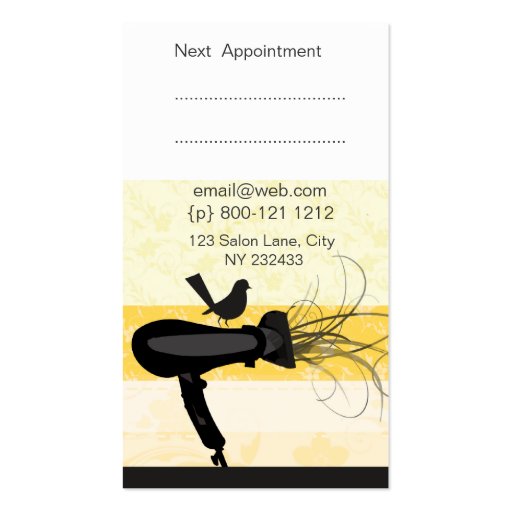 Beauty Spa Beleza Hairdryer and Mockingbird Business Card (back side)
